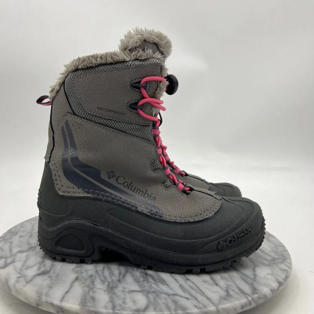 Columbia‎ Youth 4 Boots Bugaboot II 200 Gram Faux Fur Winter Gray Pink BY5956